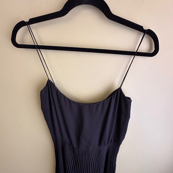 Ralph Lauren Black Pleated Cocktail Slip Dress Spaghetti Strap Sz 8 LBD Chiffon - Picture 2 of 11